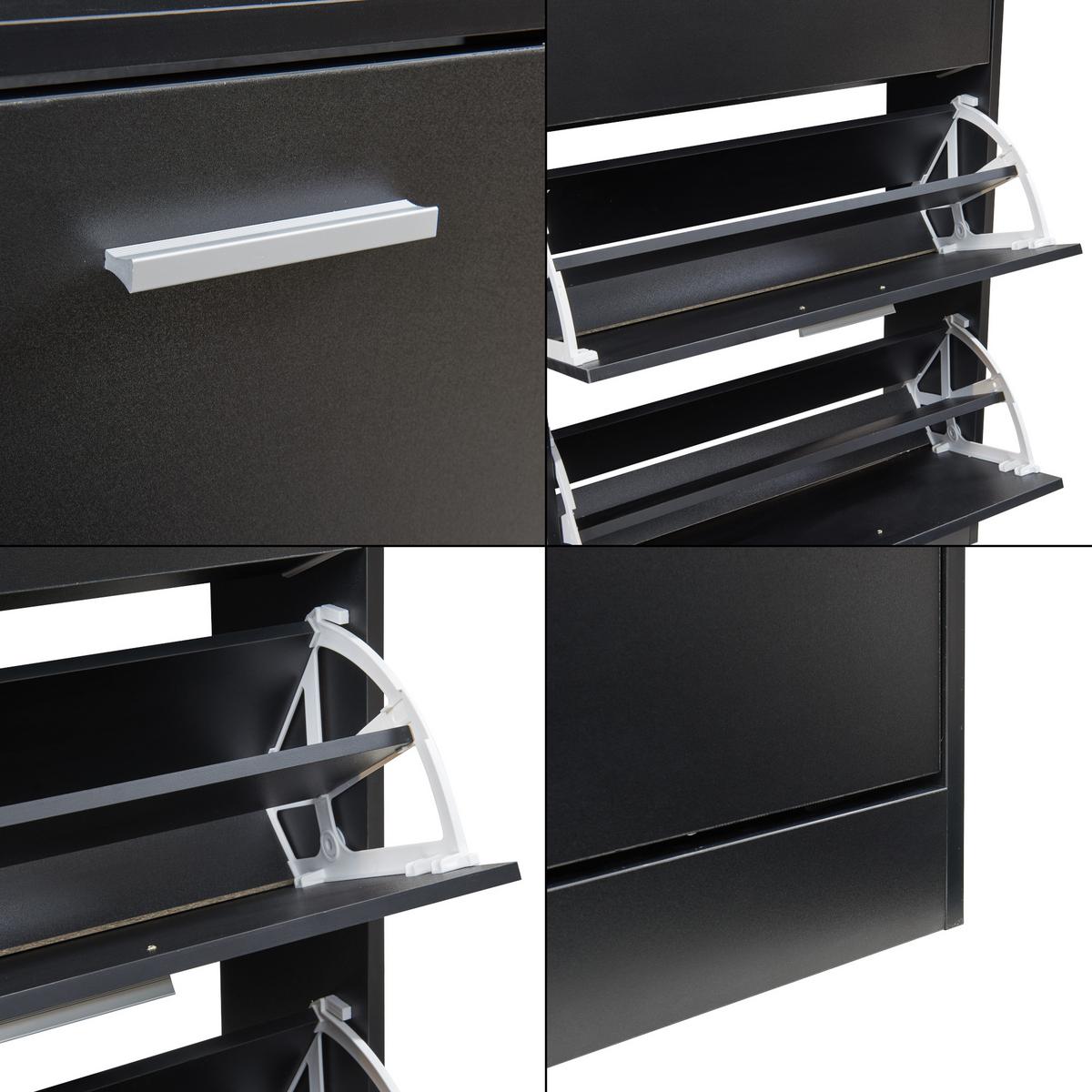 SCHUHSCHRANK Sykkylven - Schwarz, Holzwerkstoff (60/103/24cm) - [en.casa]