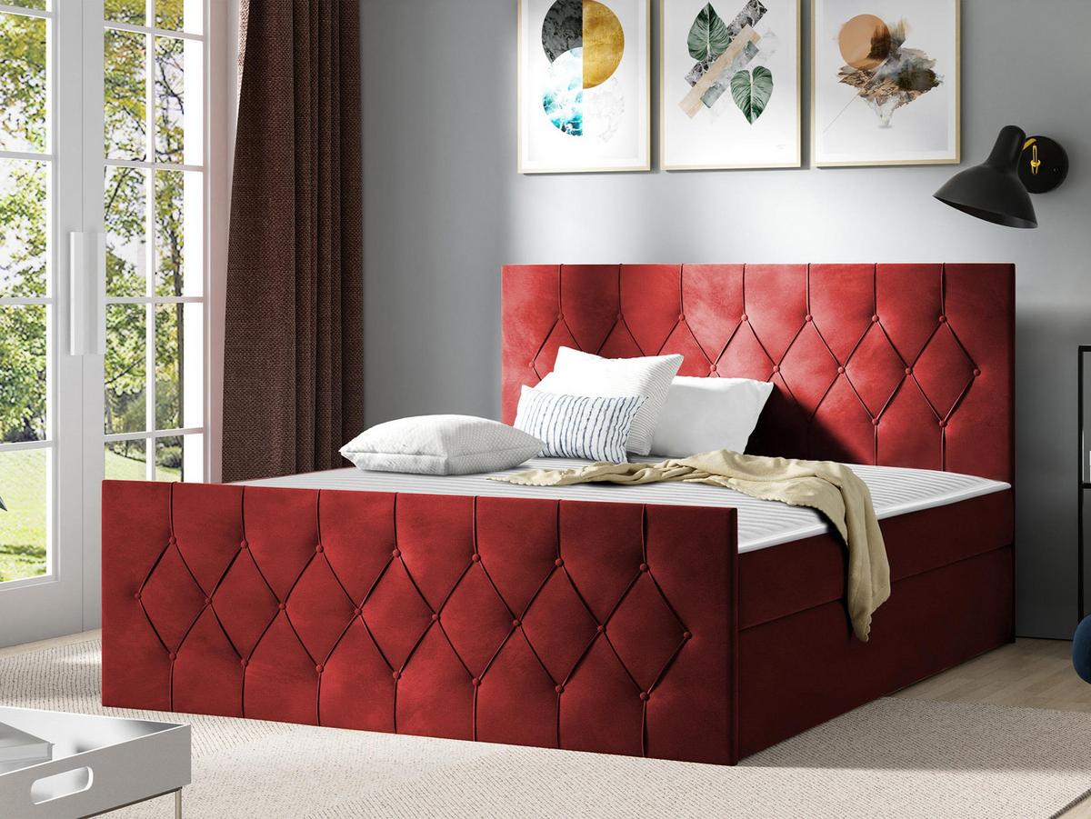 BOXBETT Sky Lux - H3 - Rot, Holz (160/200cm) - MIRJAN24