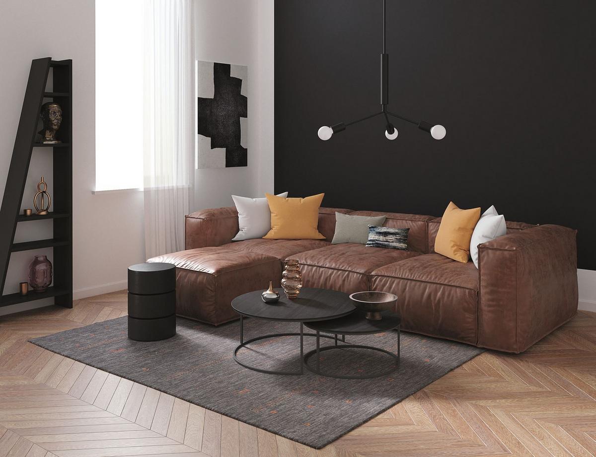 HANDWEBTEPPICH Nashville 120x180 cm - Anthrazit, Textil (120/180cm) - THEKO