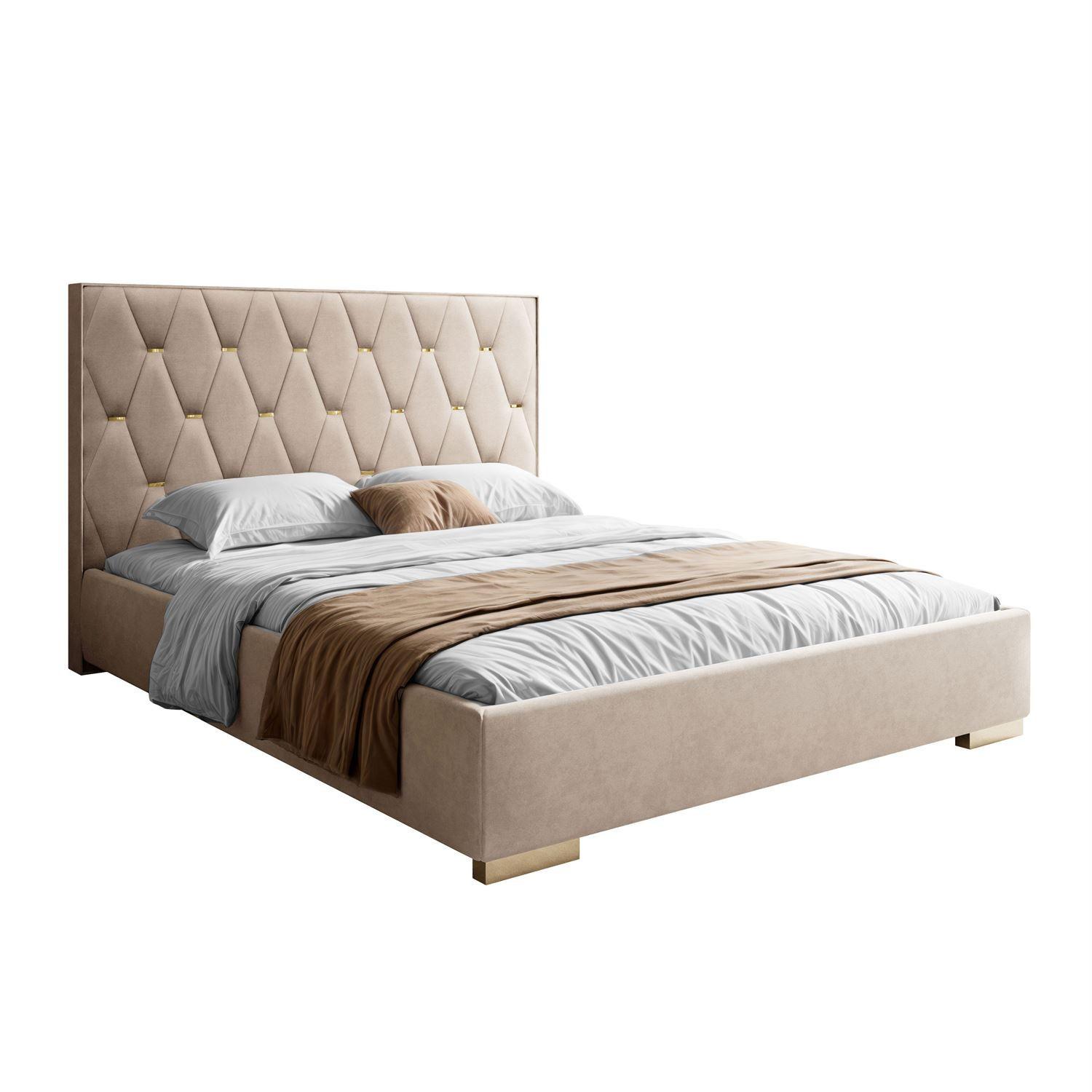 POLSTERBETT IZOLDA mit hohem Kopfteil 180x200 cm Royal Velvet 170 - Beige, Textil - Lookway