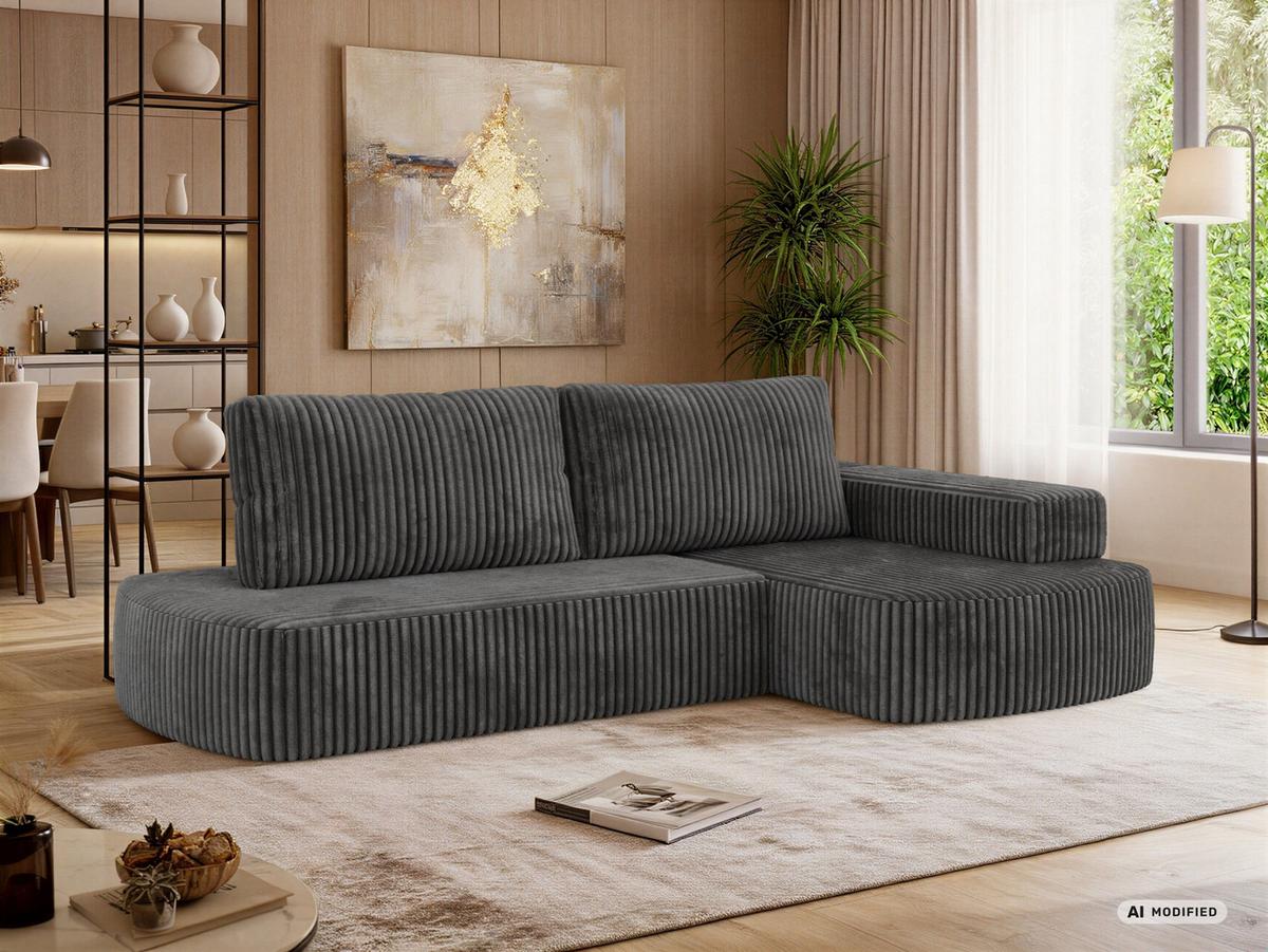 ECKSOFA LIRENA L Cord Grau - Rechts - Grau, Textil (260/160cm) - MKS