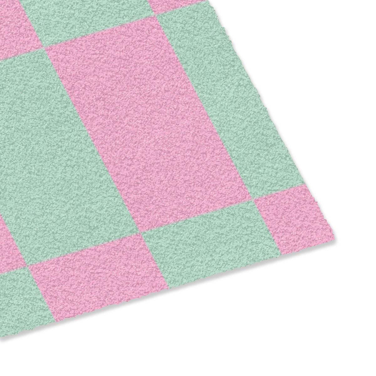 FUSSMATTE Schachbrettmuster - Grün - Rosa - Würfel Fußabtreter 60x40 cm - Mintgrün, Kunststoff (60/0.4cm) - MuchoWow