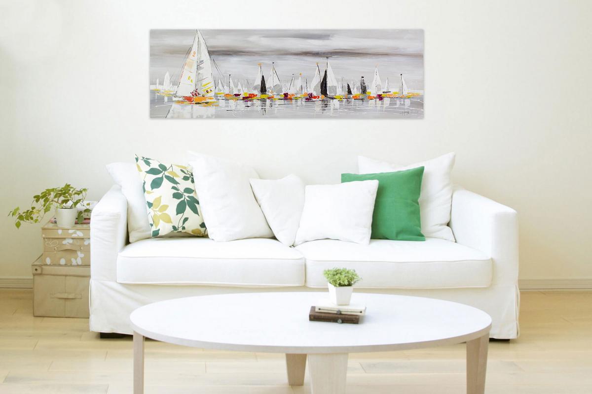 ÖLGEMÄLDE 150/50 cm - Grau, Holz/Textil (150/50cm) - KUNSTLOFT