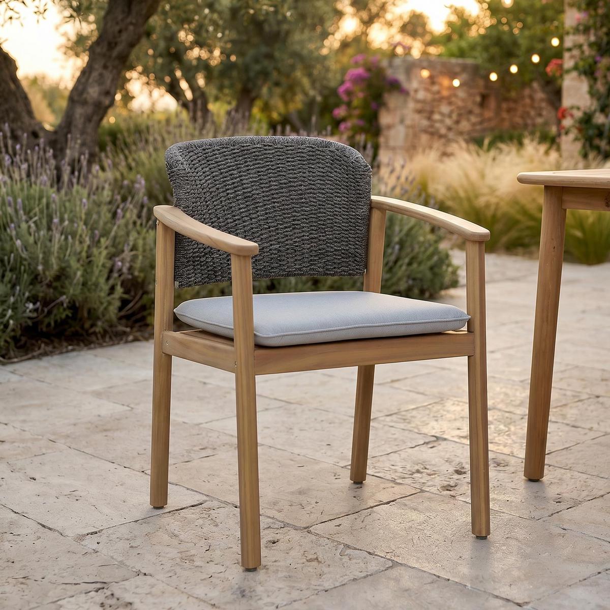 GARTENSTUHL SURIN grau, natur - Grau, Holz/Textil (63/82/61cm) - IDIMEX