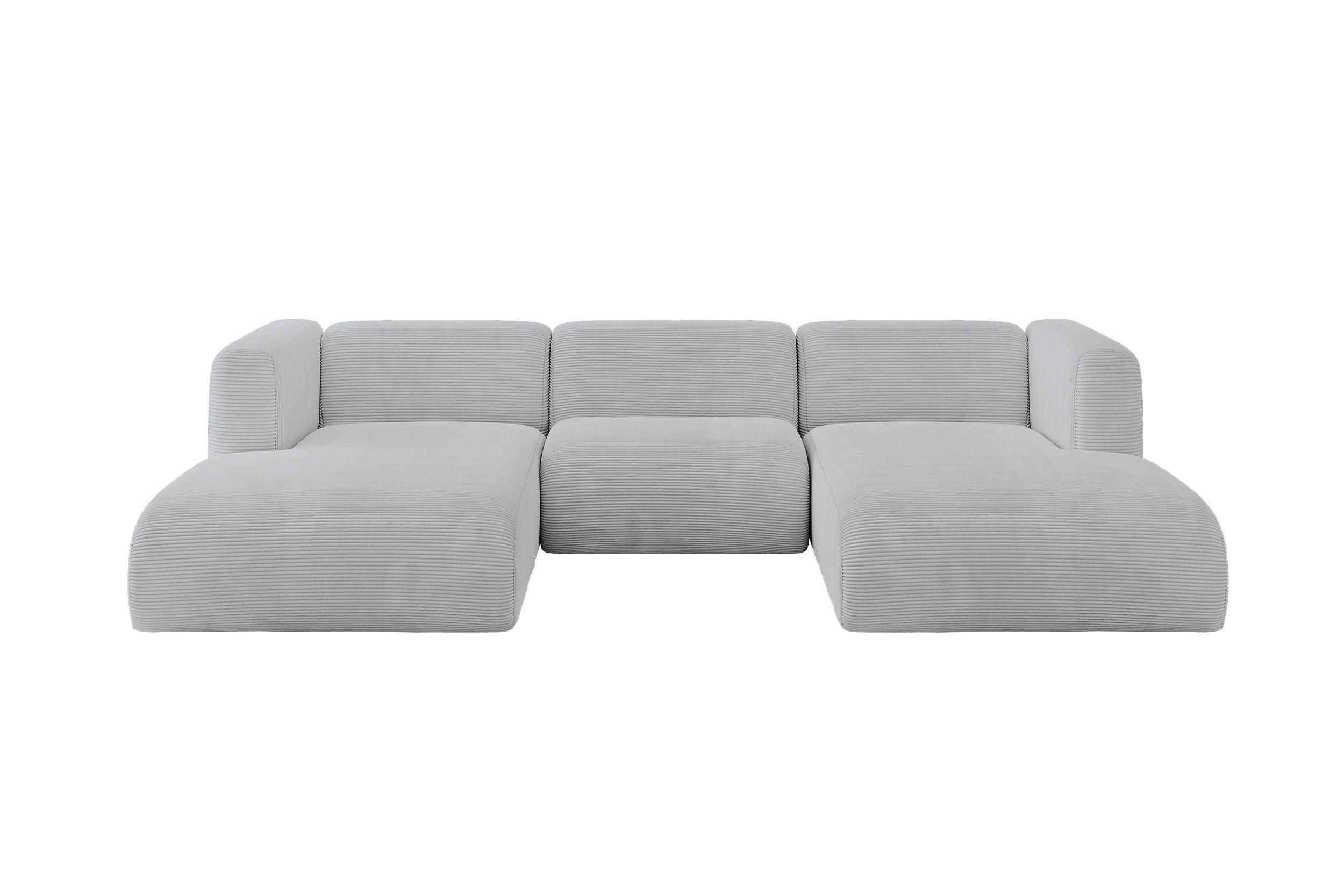 WOHNLANDSCHAFT MIRA-U1 317x179x70 Grau Cord - Blaugrau/Schwarz, Holzwerkstoff/Kunststoff (317/70/179cm) - ALTDECOR