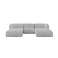 WOHNLANDSCHAFT MIRA-U1 317x179x70 Grau Cord - Blaugrau/Schwarz, Holzwerkstoff/Kunststoff (317/70/179cm) - ALTDECOR