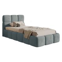 POLSTERBETT Cloudy Grau Samt, 90x200 cm - Schwarz/Grau, Kunststoff/Textil (90/200cm) - Selsey