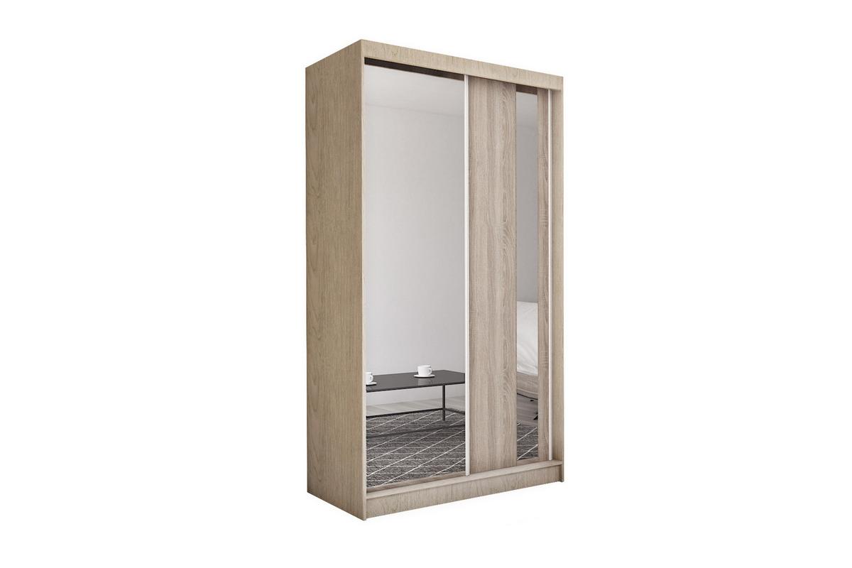 SCHWEBETÜRENSCHRANK GRAZIA 150/216/61 cm 2-türig mit Spiegel Sonoma Eiche - Sonoma Eiche, Holzwerkstoff (150/216/61cm) - MASSENO