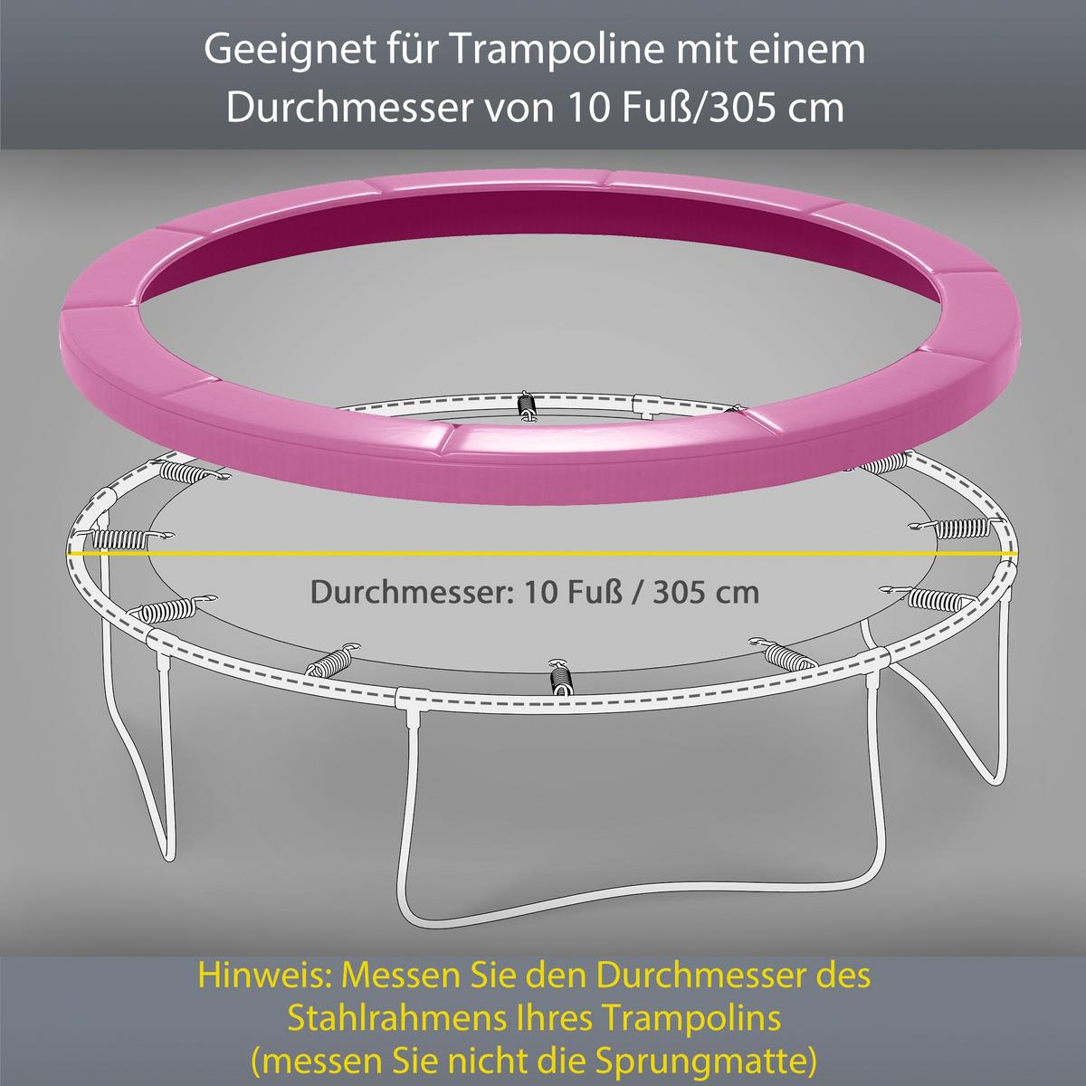 TRAMPOLIN-RANDABDECKUNG Kunststoff PE Rosa - Rosa, Kunststoff (305/305cm) - SPORTNOW