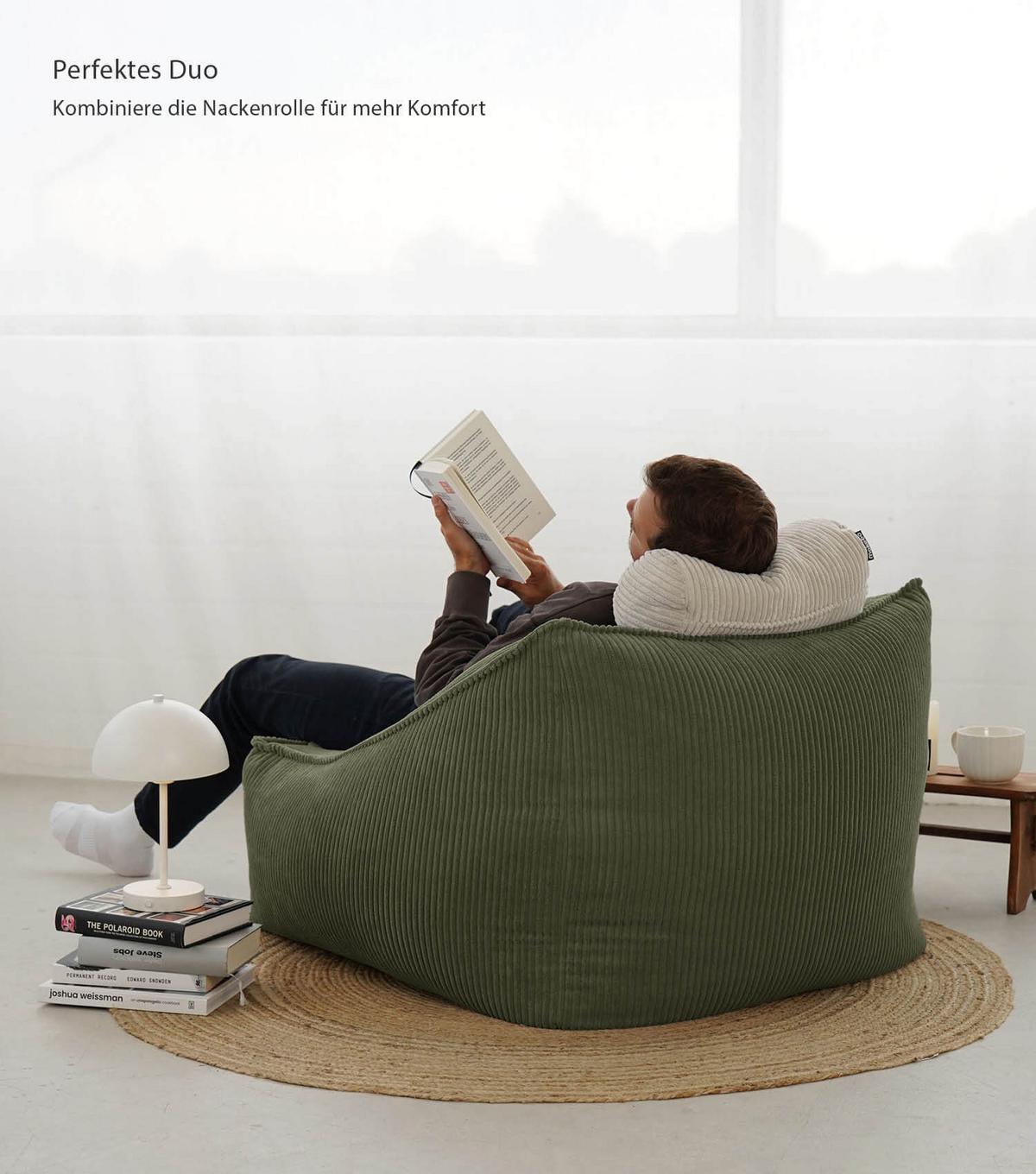SITZSACK Cord Snug mit Hocker - Grün, Textil (80/60/83cm) - Mokebo