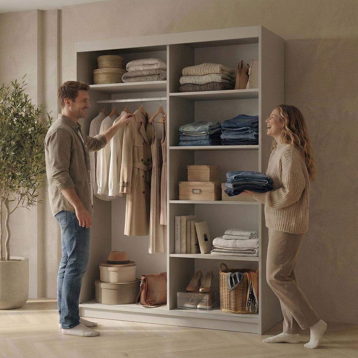 SCHWEBETÜRENSCHRANK Hela mit 2 Türen. 100 cm, Kaschmir - Kaschmir, Holzwerkstoff (100/205/60cm) - Beautysofa