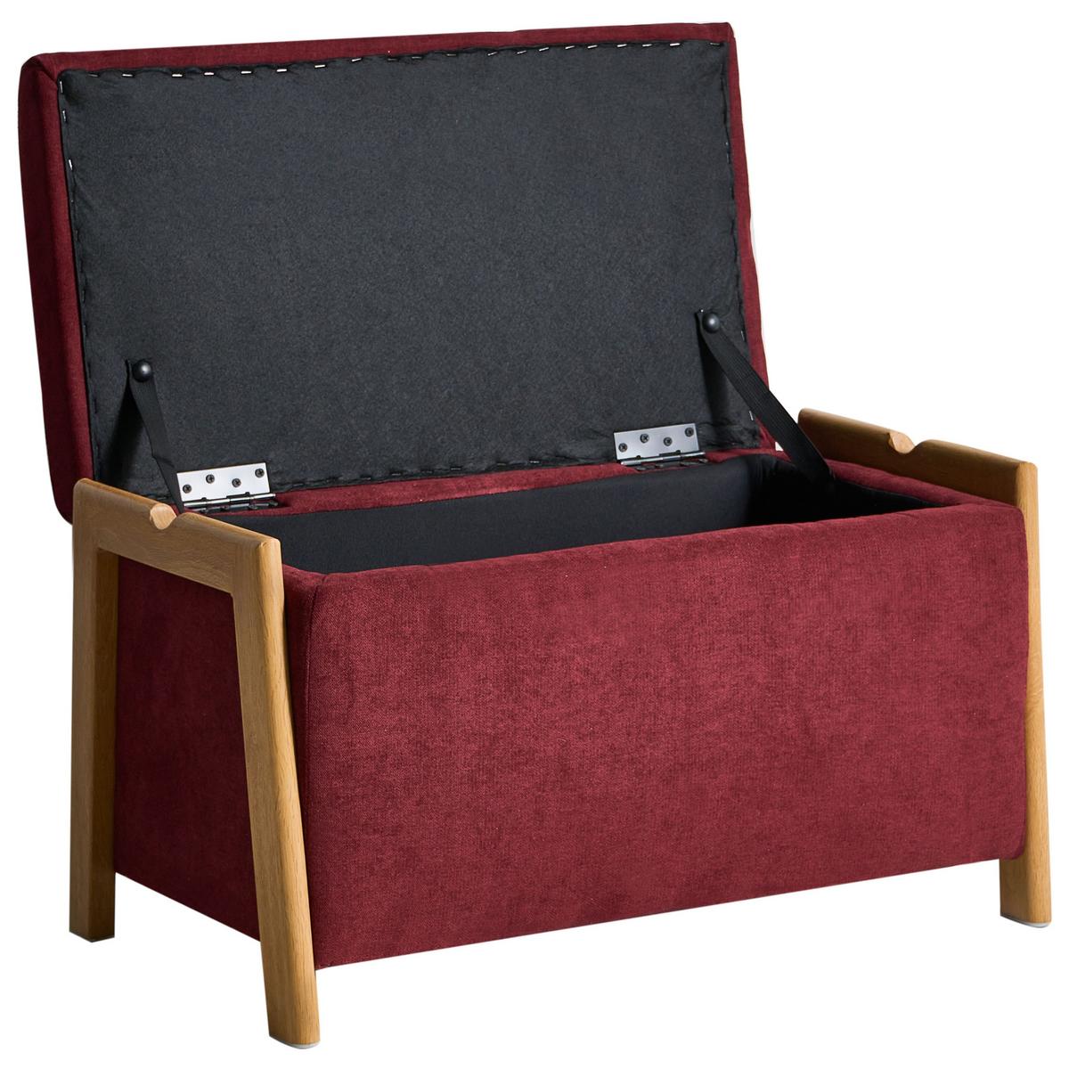 POLSTERBANK mit Stauraum Stoff Burgunderrot Edland - Dunkelrot, Textil/Metall (75/44/43cm) - Beliani