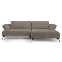 ECKSOFA Avolla Dunkelbeige rechts - Schwarz/Cappuccino, Textil/Metall (186/284cm) - Selsey