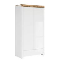 SCHRANK 2 Türen Hella Weiß und Holz - Weiß, Holzwerkstoff (106/203/56cm) - Petits-meubles