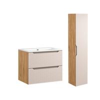 BADMÖBEL 71cm Mallory 2er-Set Beige und Holz - Braun, Holzwerkstoff (71/57/46cm) - Petits-meubles