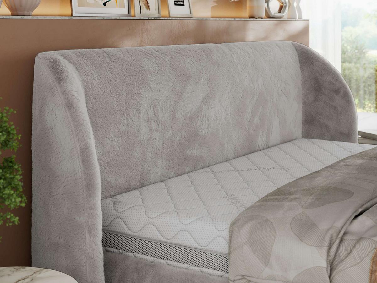 POLSTERBETT CAELA CLASSIC 140/200 - Hellgrau Plüsch - Multipocket-Matratze - Hellgrau, Textil (140/200cm) - MKS