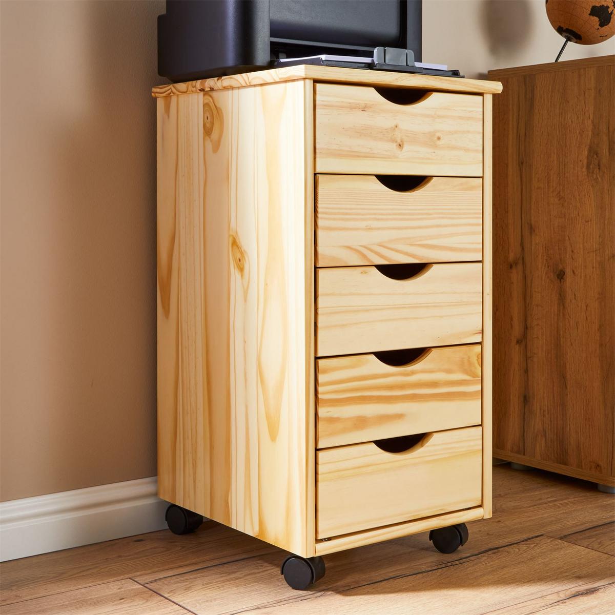 ROLLCONTAINER LAGOS - Naturfarben, Holz (35/65/40cm) - IDIMEX