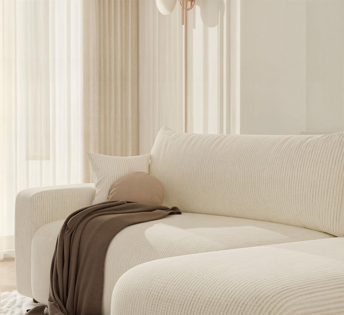 ECKSOFA Luna Mit Schlaffunktion - Creme, Holzwerkstoff/Textil (145/248cm) - Fun Möbel