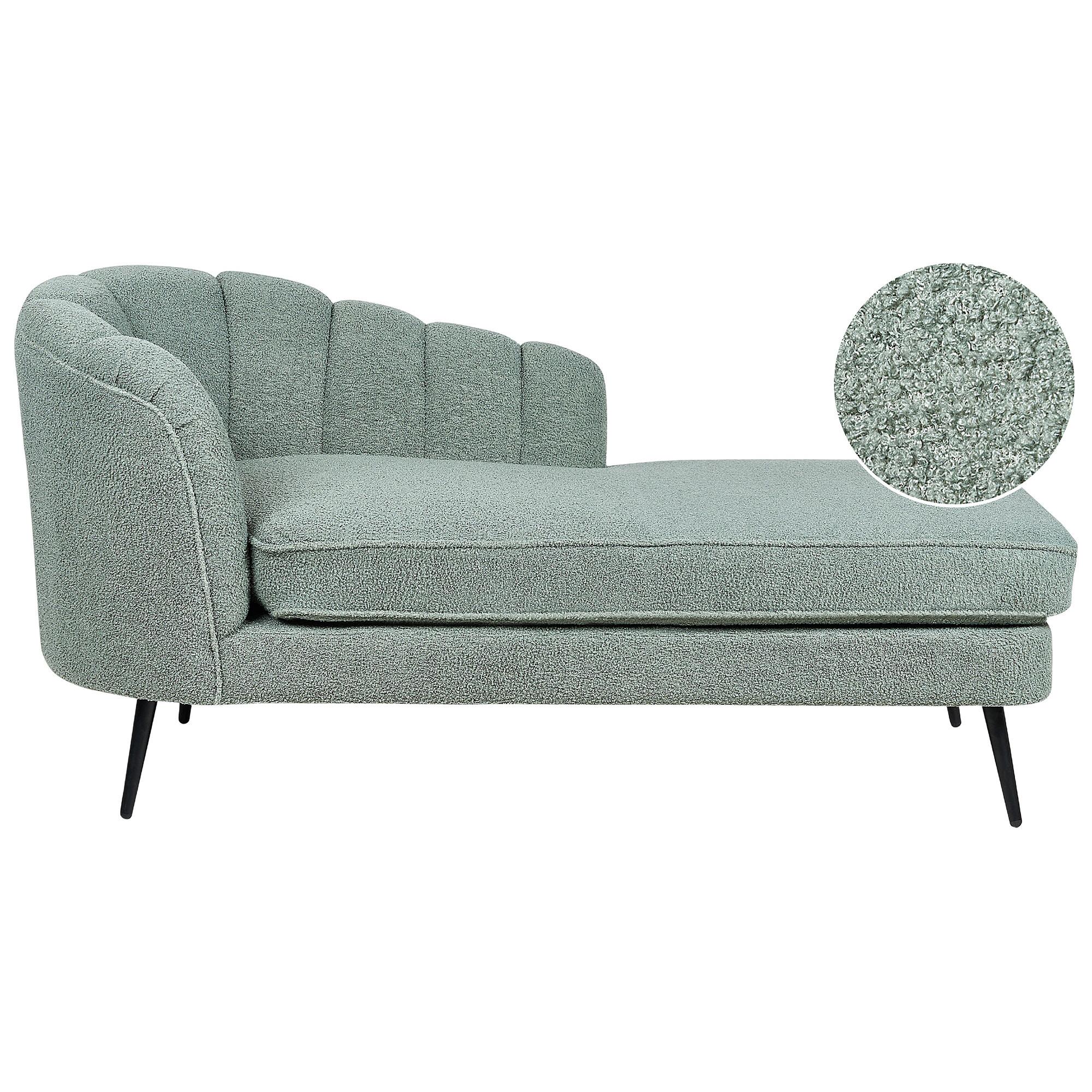 CHAISELONGUE Bouclé grün linksseitig Allier - Schwarz/Grün, Textil (150/75/76cm) - Beliani