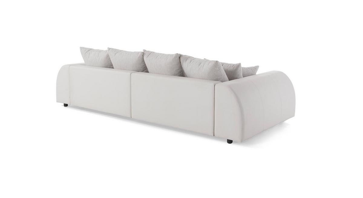 BIGSOFA Elementa Weiß und Creme Kunstleder/Strukturstoff - Creme/Schwarz, Holz/Kunststoff (310/86/135cm) - S-Style Möbel