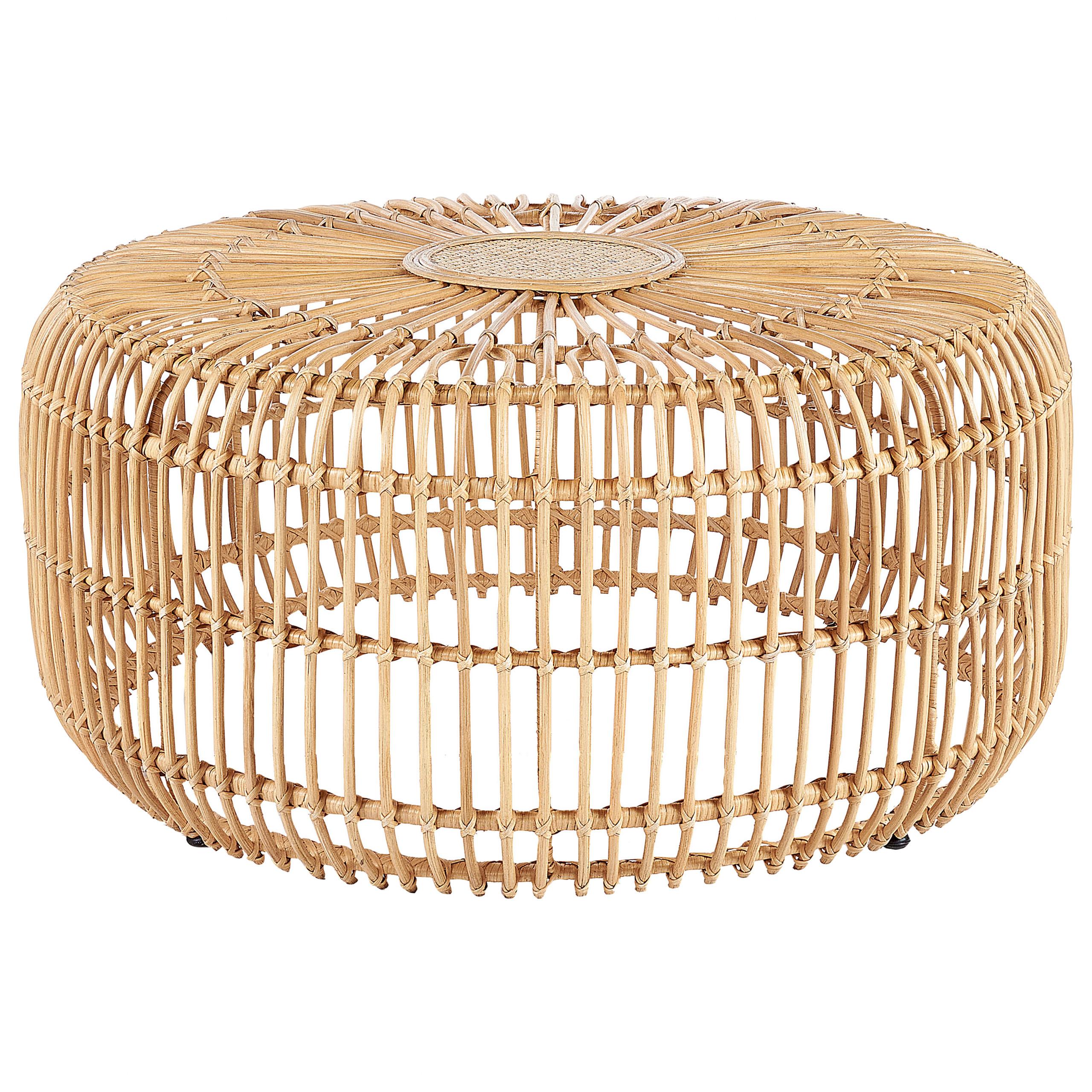 GARTEN-BEISTELLTISCH Rattan natürlich 85 cm Randazzo - Beige/Naturfarben, Naturmaterialien (85/85/40cm) - Beliani