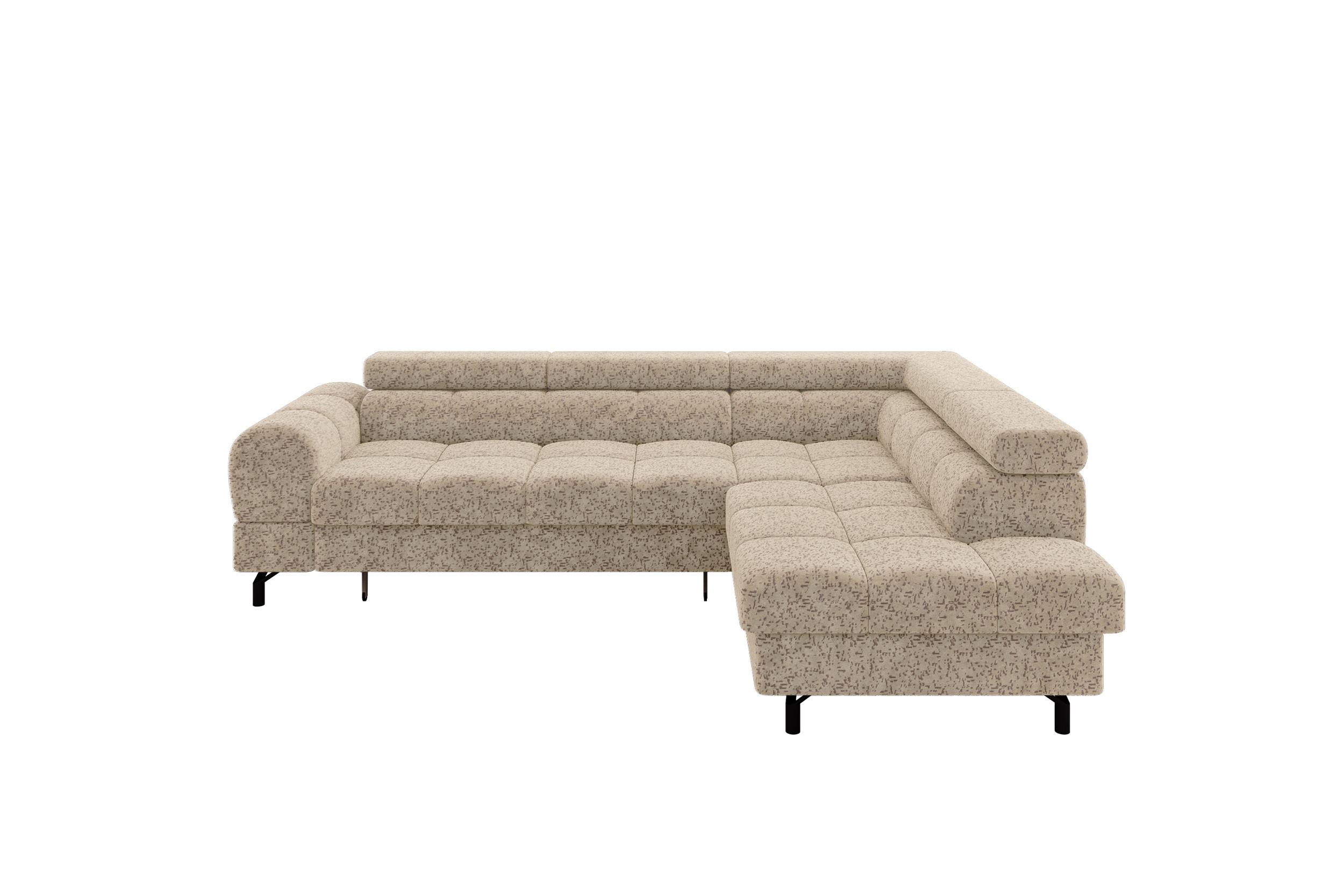 ECKSOFA mit Schlaffunktion Ottomane Rechts LUMA-L 272x203x70 Braun Velours - Schwarz/Braun, Holzwerkstoff/Kunststoff (203/272cm) - ALTDECOR