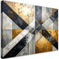 LEINWANDBILD, Geometrische Abstrakt Grau Gold - Goldfarben, Textil (45/30cm) - Feeby