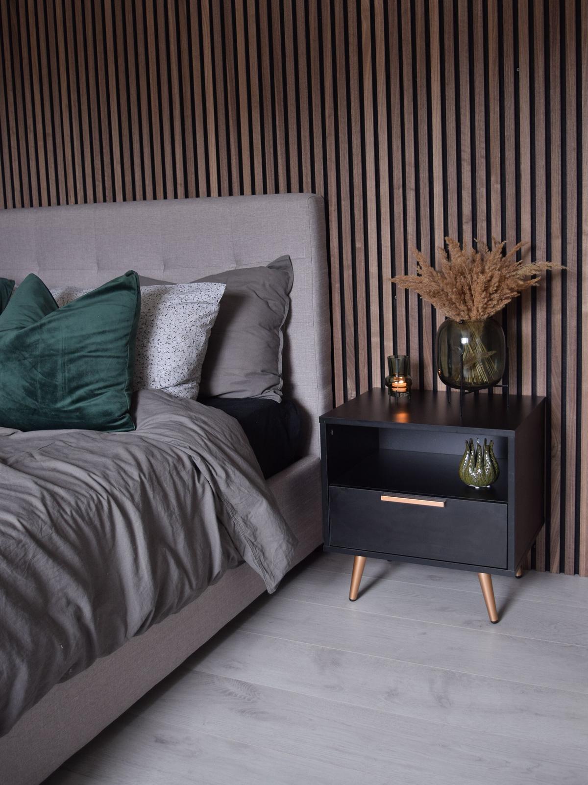 NACHTTISCH schwarz rechteckig 50/40 cm Indio - Goldfarben/Schwarz, Holzwerkstoff (50/51/40cm) - Beliani