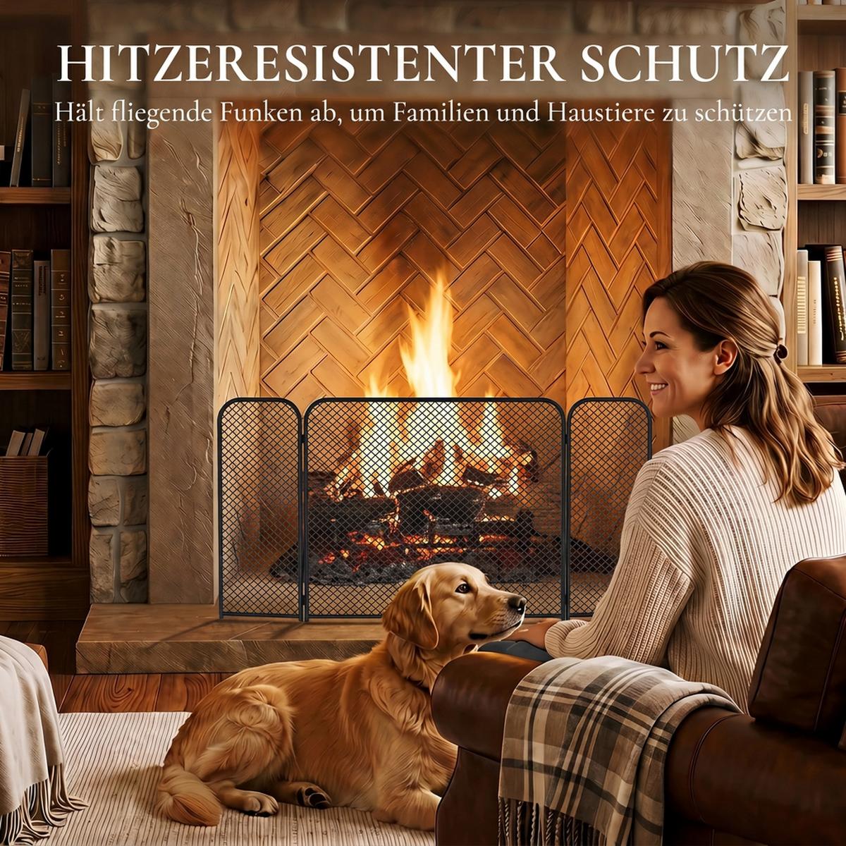 KAMINSCHUTZGITTER Metall Schwarz - Schwarz, Metall (1/50/100cm) - HOMCOM