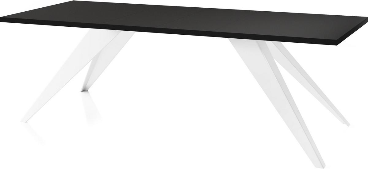 ESSTISCH Vance Weiß rechteckig ausziehbar, Schwarz 140-240/80/76 cm - Schwarz/Weiß, Holzwerkstoff/Metall (80/240/76cm) - WFL GROUP