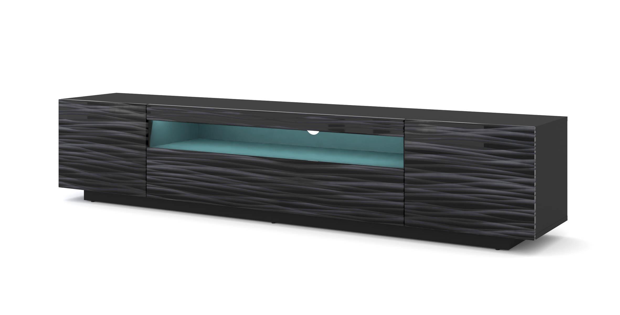 TV LOWBOARD Schwarz 200/42/37 - Anthrazit/Schwarz, Holzwerkstoff (200/42/37cm) - RAUMHIRSCH FURNITURE