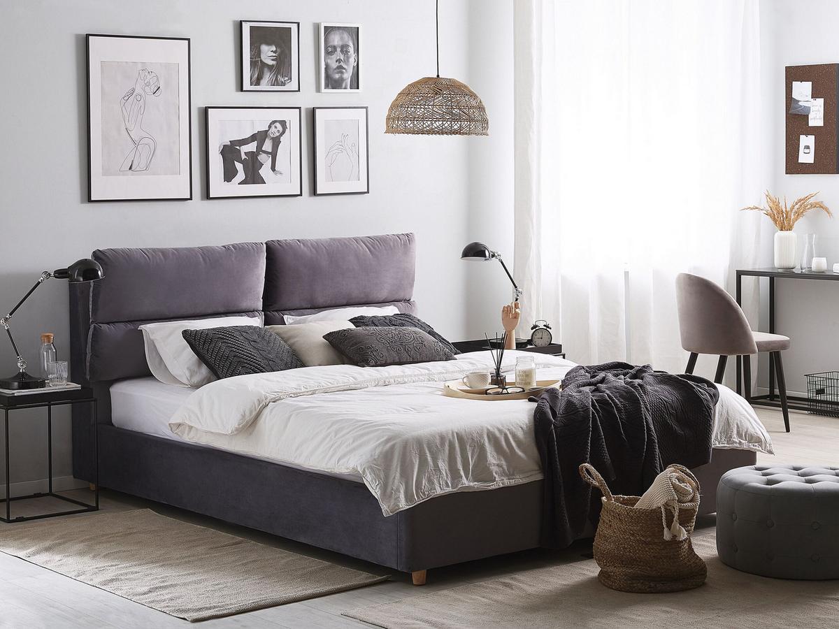POLSTERBETT 160/200cm Grau Batilly - Grau, Textil (160/200cm) - Beliani