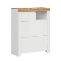 SCHUHMÖBEL Hella Weiß und Holz - Weiß, Holzwerkstoff (92/115/37cm) - Petits-meubles