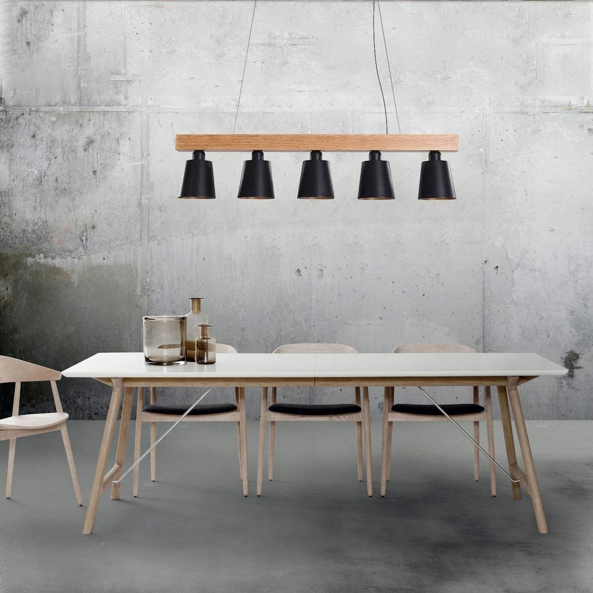 PENDELLEUCHTE Jonathan 100/13/150 cm - Schwarz, Holz/Metall (100/13/150cm) - ZMH