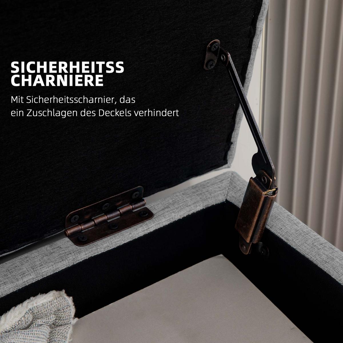 TRUHENBANK scandinavia Polyester Holz Grau - Grau, Kunststoff (39/45/110cm) - HOMCOM