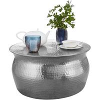 COUCHTISCH ENNS: Orientalisch, Hammerschlagstrukturen, Aluminium, Handgefertigt, Silber 60x60x30 cm - Silberfarben, Metall (60/60/30cm) - KADIMA DESIGN