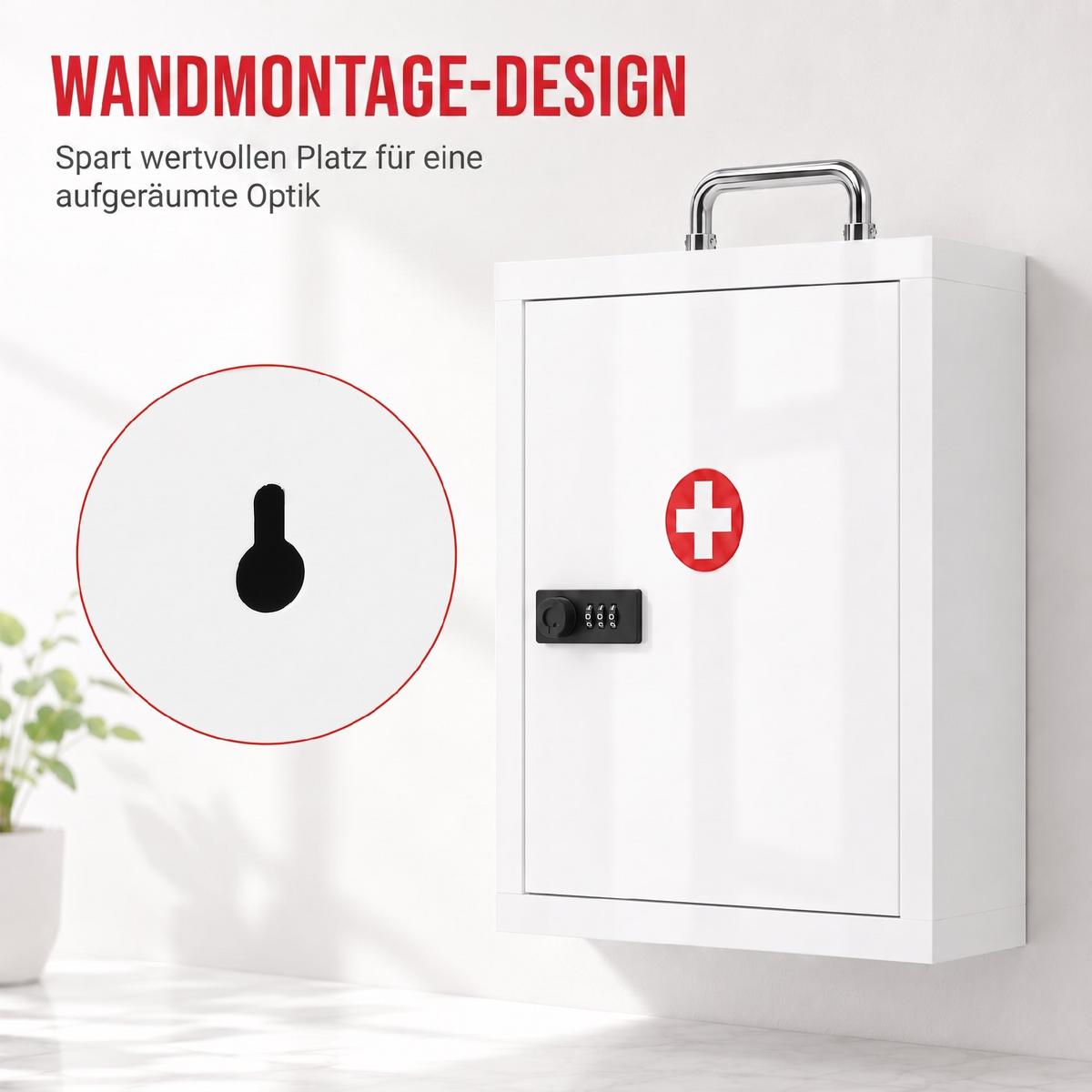 MEDIZINSCHRANK Kaltgewalzter Stahl Weiß - Weiß, Metall (14/38/32cm) - HOMCOM