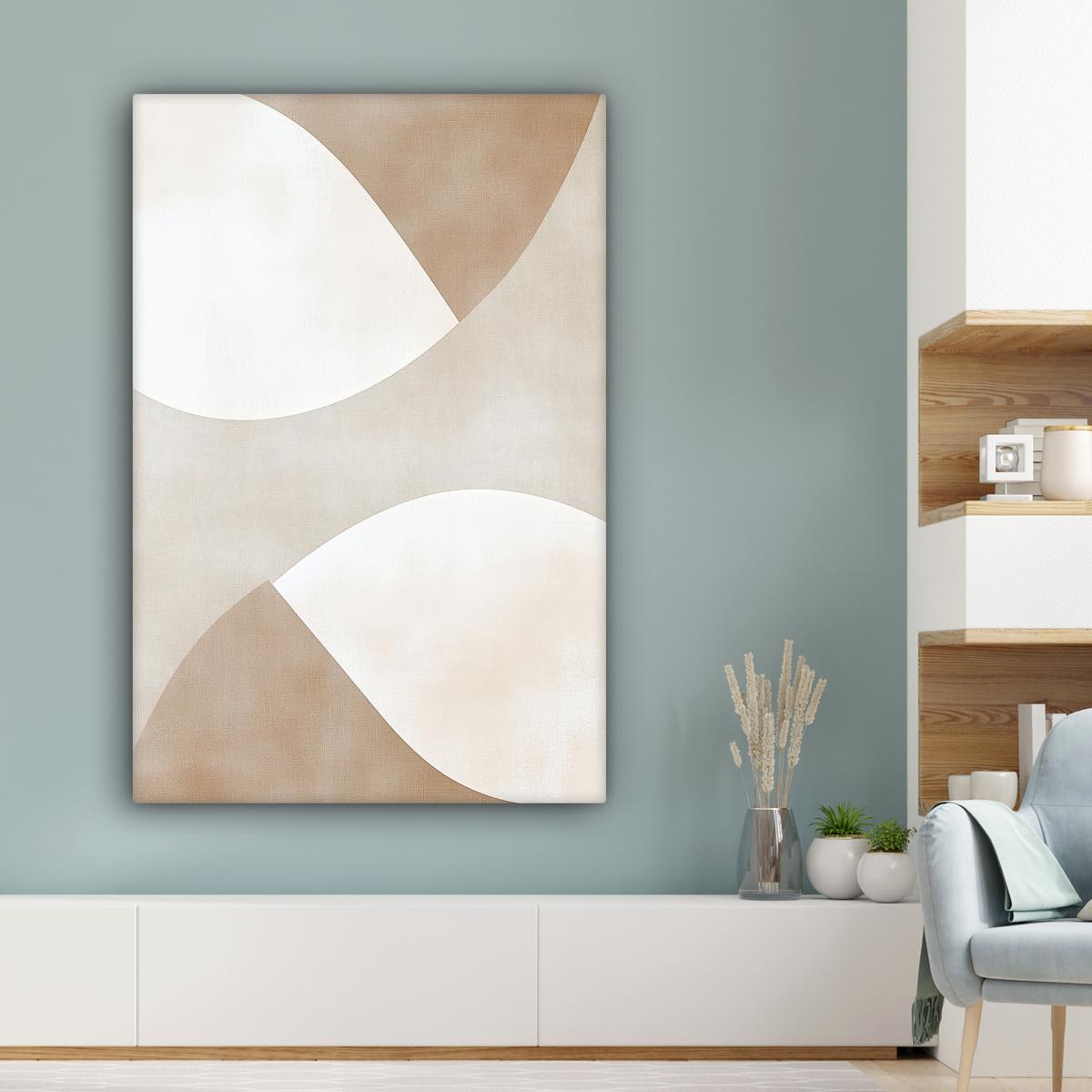 LEINWANDBILD Braun - Japandi - Abstrakt Deko XXL 80x120 cm - Sandfarben, Textil (80/120cm) - MuchoWow