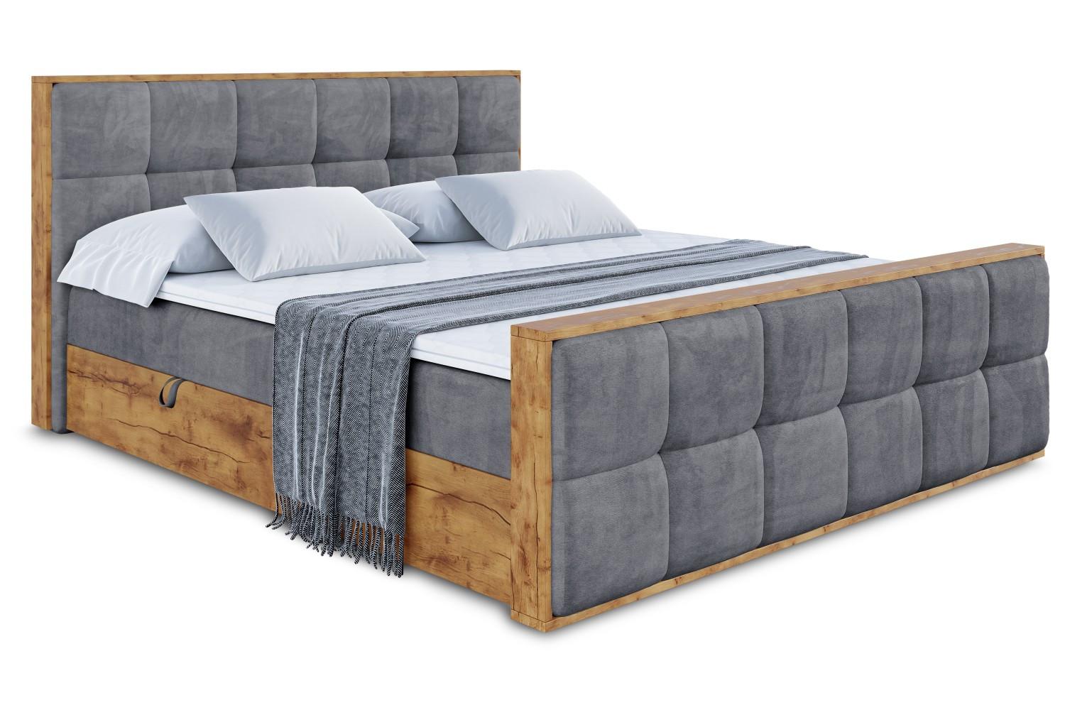 BOXBETT mit Matratze H3 und Lattenrost - LOLLI7-Z - 160x200 - Dunkelgrau Casablanca - Dunkelgrau, Holzwerkstoff (160/200cm) - ALTDECOR