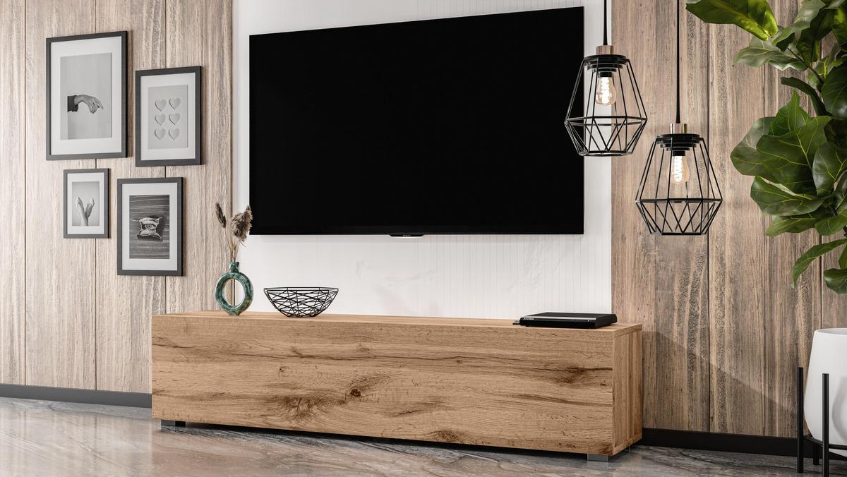 LOWBOARD ZIVOLLI 160 Wotan 160/36,5/32 cm – Hängend und Stehend - Hellbraun, Holzwerkstoff/Kunststoff (160/36.5/32cm) - AX Living