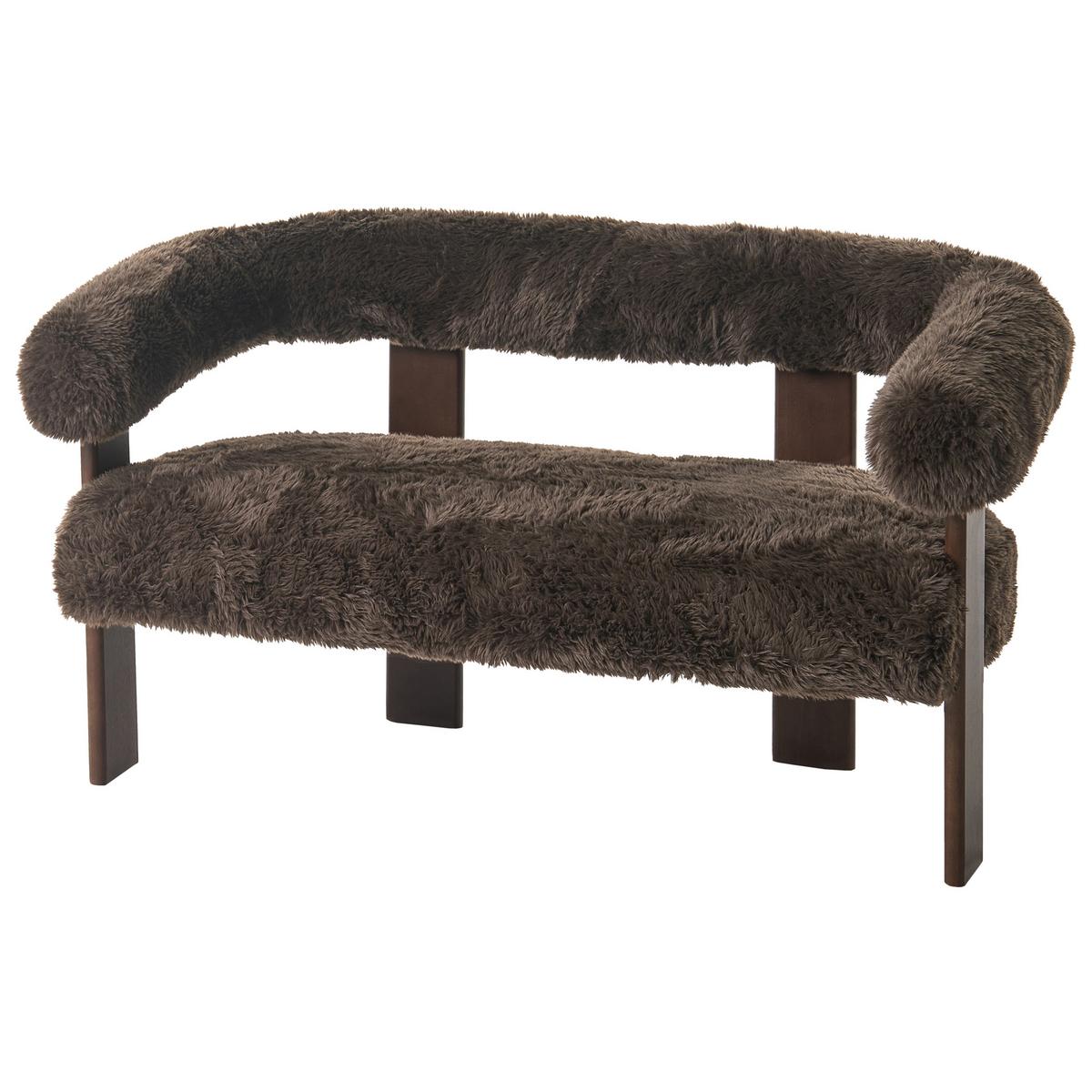 2-SITZER-SOFA Webpelz Dunkelbraun Ilbro - Dunkelbraun, Textil (138/76/68cm) - Beliani