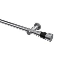 GARDINENSTANGE Platon Tanara 420 cm (geteilt in 3 x 140 cm), 1-läufig (ohne Ringe), 20 mm Ø Chrom - Chromfarben/Schwarz, Metall (420cm) - INTERDECO