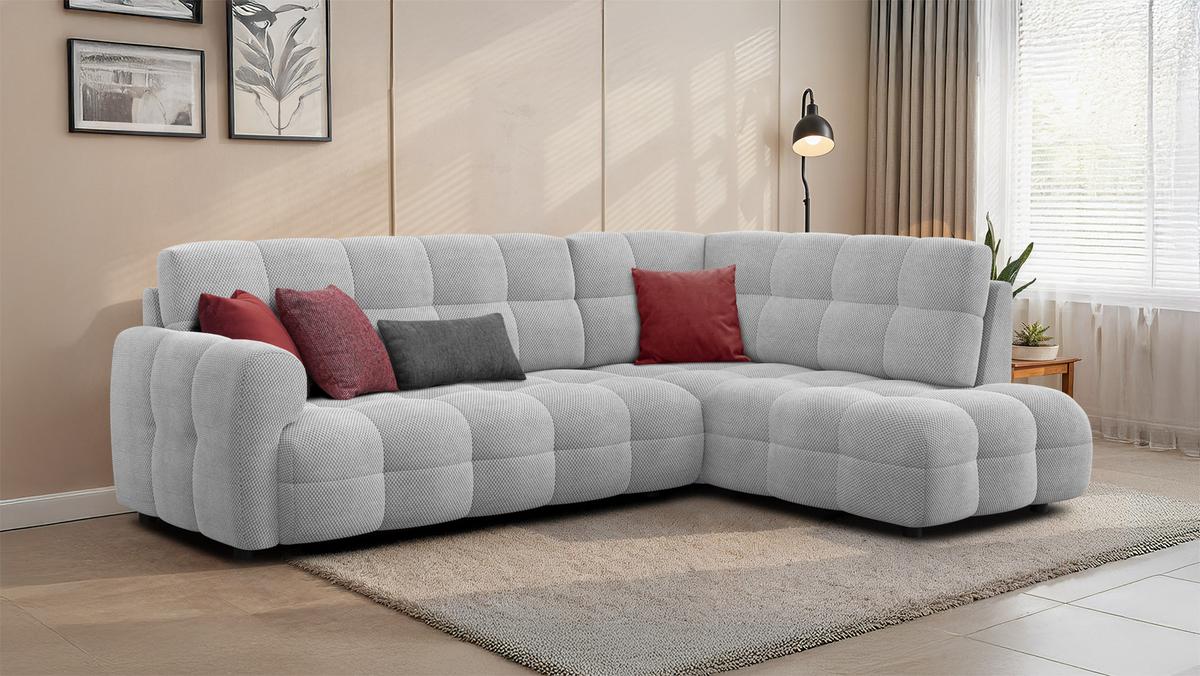 ECKSOFA MELLOW 5-Sitzer, hellgrau - Hellgrau/Schwarz, Holz/Textil (283/191cm) - Wozimo