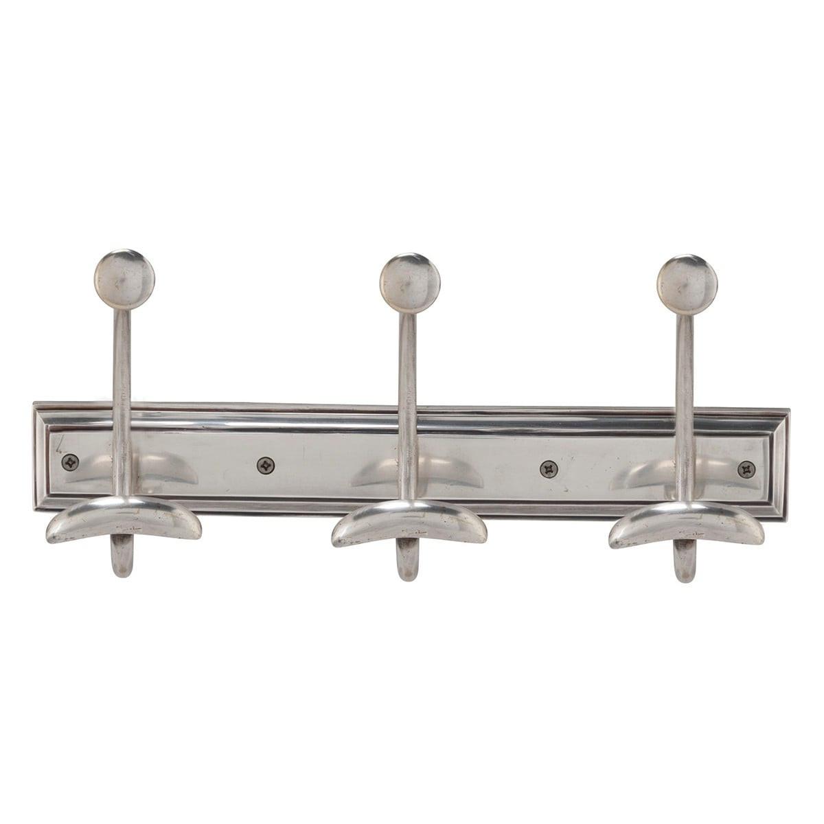 WANDGARDEROBE mit 3 Messinghaken - 38/15/17 cm - Silberfarben, Metall (15/17/17cm) - Signature