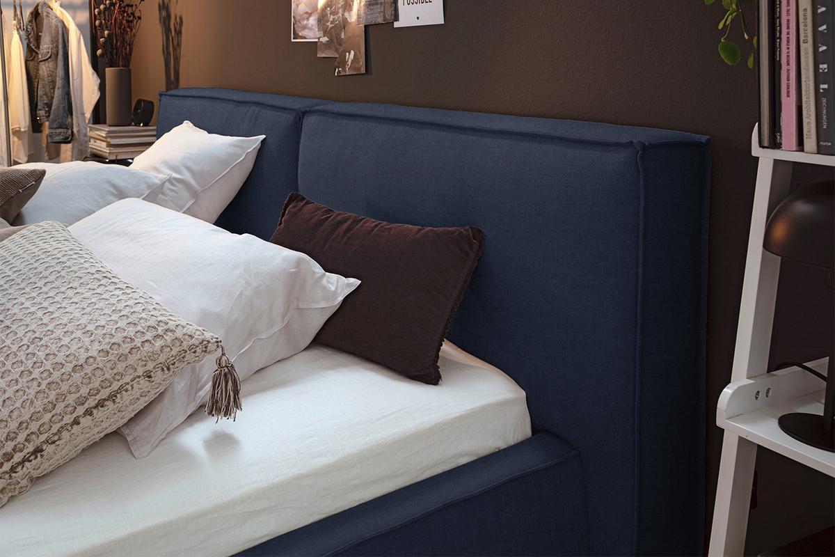 POLSTERBETT CARLO Blau Flachgewebe - Blau/Dunkelblau, Textil (160/200cm) - KAWOLA