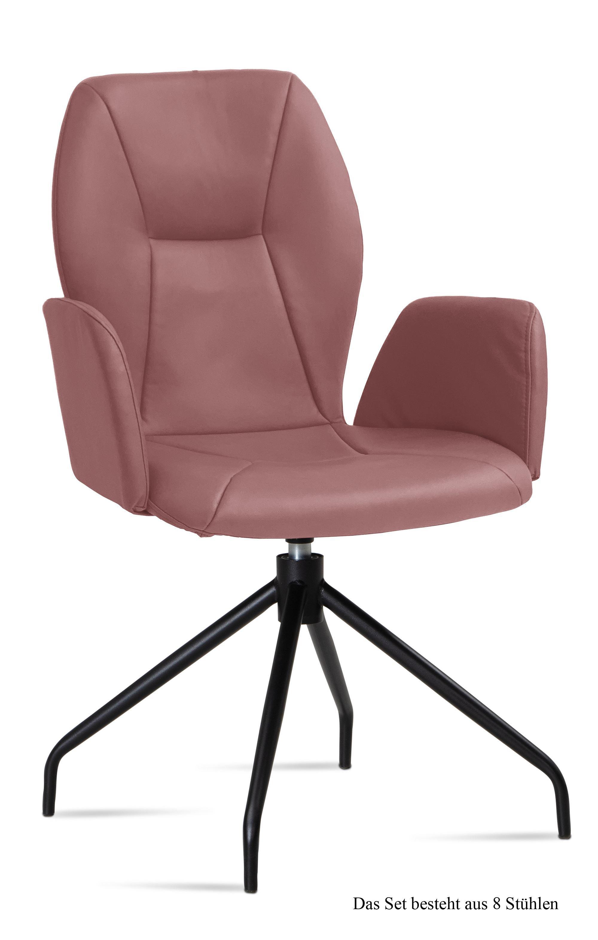 ARMLEHNSTUHL drehbar (8er-Set) Dorett 58x92x60 Schwarz/Rosewood - Dunkelrosa/Schwarz, Kunststoff (60/92/58cm) - 58aufmkessel