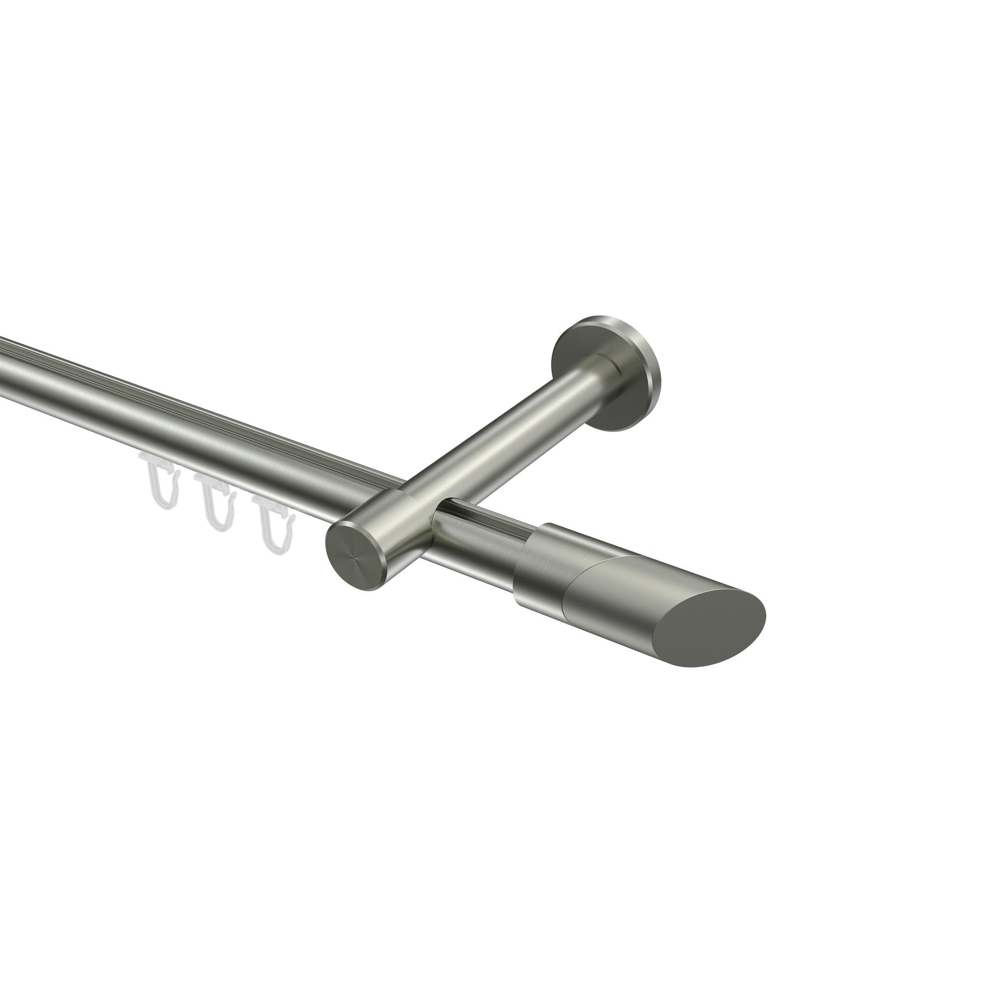 GARDINENSTANGE INNENLAUF Prestige Verano 280 cm (geteilt in 2 x 140 cm), 1-läufig, 20 mm Ø Edelstahl-Optik - Edelstahlfarben/Silberfarben, Metall (280cm) - INTERDECO