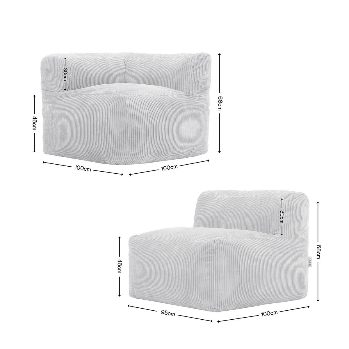 SITZSACK-SOFA 4-tlg. ZEN: 2 Ecksessel, 2 Sessel - Beige, Textil (500/68/100cm) - icon
