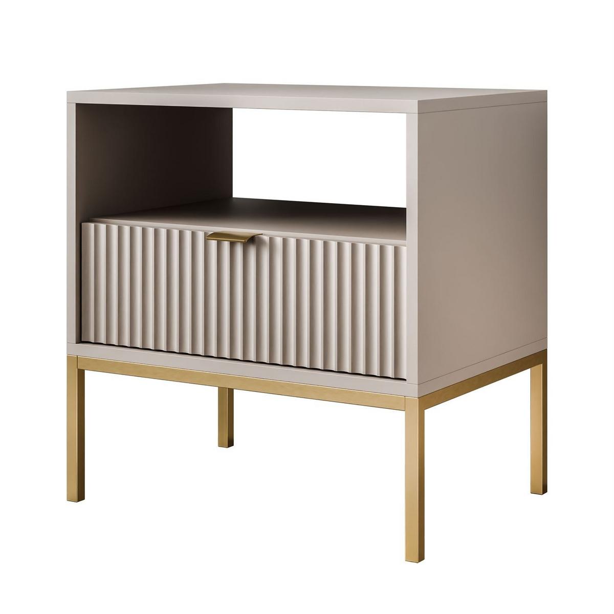 NACHTTISCH CORTADO GOLD S54 KASCHMIR - Beige, Holzwerkstoff (54/56/39cm) - Lookway