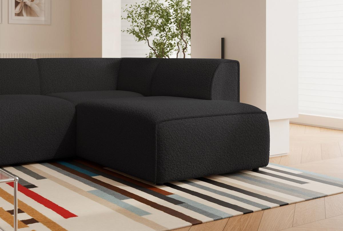 ECKSOFA ZAVO Rechts Feiner Mischstoff in Anthrazit - Anthrazit, Kunststoff/Textil (310/218cm) - Idohome